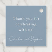 エレガント ミニマル ウェディング ダスティーブルー サンクス フェイバータグ (裏面)