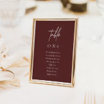 エレガント ミニマル ウェディング バーガンディー 席次表 テーブルナンバー<br><div class="desc">これらのテーブル番号カードを使用して、ゲストが席を見つけやすくします。一般的な席次表の代わりに、これらのミニチュア テーブル カードを木製ボード、ミラー、またはその他の表面に貼り付けて、ウェディング スタイルに合わせます。手書きフォントとモダン ミニマル デザインを採用しています。テーブル番号とゲストの名前を変更するには、「パーソナライズ」をクリックしてください。「AURORA」ウェディング招待状コレクションと連携するように設計されています。このページのリンクをクリックしてコレクションを表示し、美しいデザインのすべての一致するアイテムを表示するか、こちらをクリックしてください: https://bit.ly/3wX4Q4r</div>