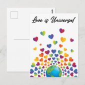 エレガント ミニマル カラフル レインボー ハート デザイン ポストカード (正面/裏面)