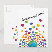 エレガント ミニマル カラフル レインボー ハート デザイン ポストカード (正面/裏面)
