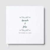 エレガント ミニマル カリグラフィー ウェディング エメラルドグリーン ゲストブック (正面)