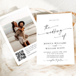 エレガント ミニマル カリグラフィー ウェディング フォト 招待状