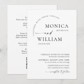 エレガント ミニマル カリグラフィー ウェディング QRコード 招待状 (正面/裏面)