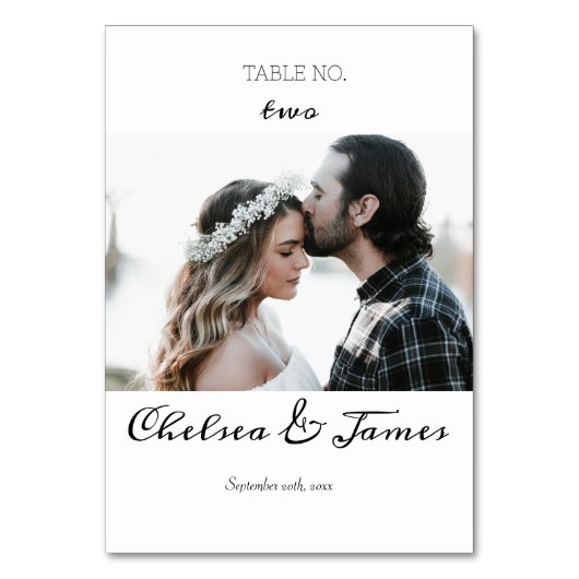 エレガント ミニマル カリグラフィー フォト テーブルナンバー (正面)