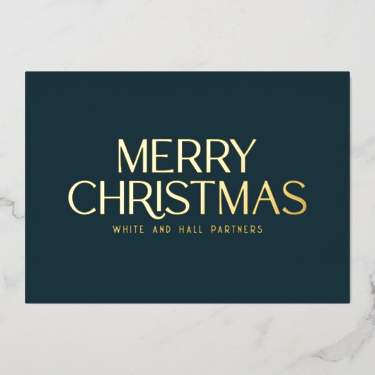 エレガント ミニマル クリスマス ビジネス ゴールド ネイビー 箔シーズンカード (正面)
