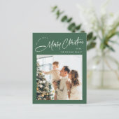 エレガント ミニマル クリスマス フォト グリーティング ポストカード (スタンド正面)