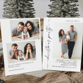 エレガント ミニマル クリスマス ホリデー パーティー 3 フォト 招待状