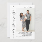 エレガント ミニマル クリスマス ホリデー パーティー 3 フォト 招待状 (正面)