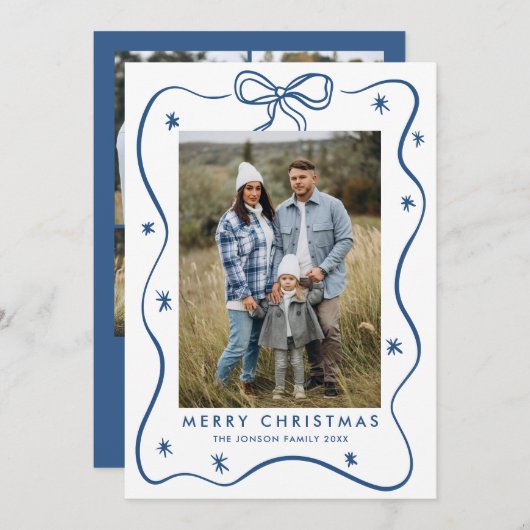 エレガント ミニマル クリスマス リボン 5 フォト (正面/裏面)