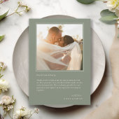 エレガント ミニマル サージュグリーン フォト ウェディング サンキューカード