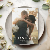 エレガント ミニマル サージュグリーン フォト ウェディング サンキューカード