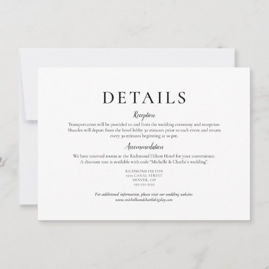 エレガント ミニマル シンプル ウェディング 詳細 招待状 (正面)