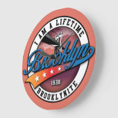 エレガント ミニマル シンプル ブルックリン ロゴ デザイン ラージ壁時計 (傾斜)