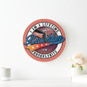 エレガント ミニマル シンプル ブルックリン ロゴ デザイン ラージ壁時計 (ホーム)