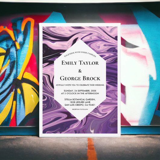 エレガント ミニマル ジオメトリック ギャラクシー アート シック ウェディング 招待状