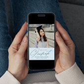 エレガント ミニマル スカイ ブルー フォト 卒業 案内状