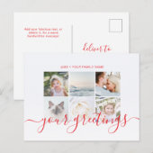 エレガント ミニマル スクリプト ファミリー フォト グリーティング ポストカード (正面/裏面)