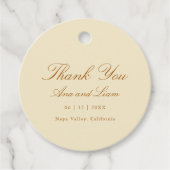 エレガント ミニマル スクリプト モダン サンクス ウェディング フェイバータグ (正面)