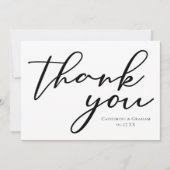 エレガント ミニマル タイポグラフィ ウェディング パーソナライズド サンキューカード (正面)