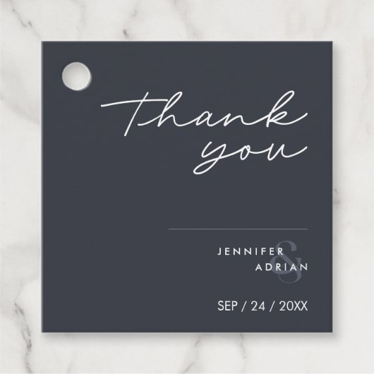 エレガント ミニマル タコの墨 モダン ウェディング フェイバータグ (正面)