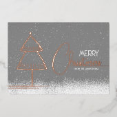 エレガント ミニマル ツー フォト ローズ ゴールド クリスマス 箔シーズンカード (正面)