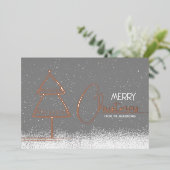 エレガント ミニマル ツー フォト ローズ ゴールド クリスマス 箔シーズンカード (立ち正面)