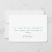 エレガント ミニマル ティール 結婚式 ブライダル 誕生日 サンキューカード (裏面)