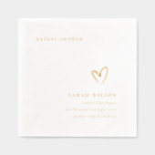 エレガント ミニマル トポグラフィー ハート ブライダル シャワー 箔ナプキン (正面)