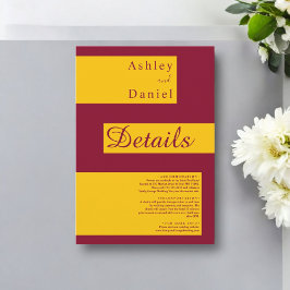 エレガント ミニマル バーガンディ ゴールド モダンウェディング エンクロージャーカード