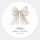 エレガント ミニマル パール ボウ ブライダル シャワー ラウンドシール (正面)