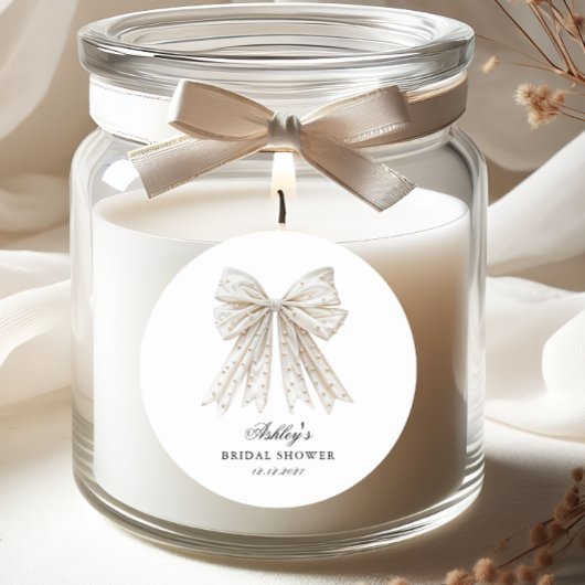 エレガント ミニマル パール ボウ ブライダル シャワー ラウンドシール