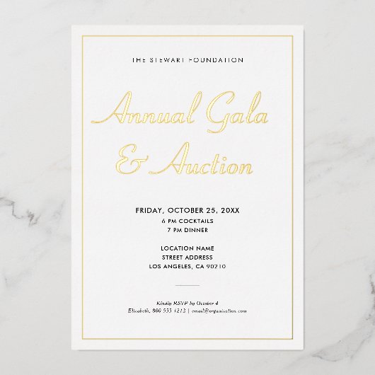 エレガント ミニマル ビジネス コーポレート イベント 箔招待状 (正面)