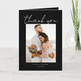 エレガント ミニマル フォト ウェディング サンクス カード