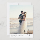 エレガント ミニマル フォト ウェディング サンクス カード (正面)