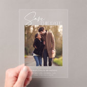 エレガント ミニマル フォト セーブ・ザ・デート アクリル招待状 (インサイチュ (ポータブル))