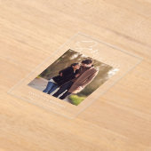 エレガント ミニマル フォト セーブ・ザ・デート アクリル招待状 (レイダウン)