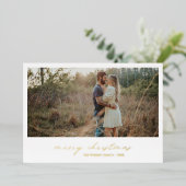 エレガント ミニマル フォト モダン クリスマス 箔シーズンカード (立ち正面)