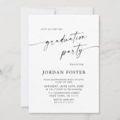 エレガント ミニマル フォト 卒業パーティー QRコード 招待状 (正面)