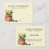 エレガント ミニマル フラワー ビジネス カード 3.5x2.5 (正面/裏面)