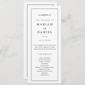 エレガント ミニマル ブラックアンドホワイトのイスラム教式ウェディング プログラム (正面/裏面)