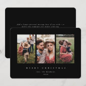 エレガント ミニマル ブラック フレーム トリプル フォト シーズンカード (正面/裏面)