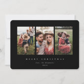 エレガント ミニマル ブラック フレーム トリプル フォト シーズンカード (正面)