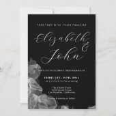 エレガント ミニマル ブラック＆ホワイト インク ウェディング 招待状 (正面)