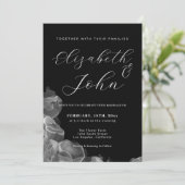エレガント ミニマル ブラック＆ホワイト インク ウェディング 招待状 (スタンド正面)