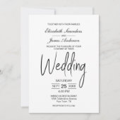 エレガント ミニマル ブラック ホワイト ウェディング 招待状 (正面)