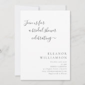 エレガント ミニマル ブラック ホワイト スクリプト ブライダル シャワー 招待状 (正面)