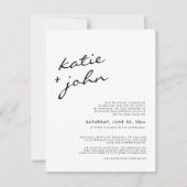 エレガント ミニマル ブラック ホワイト 縮小 ウェディング 招待状 (正面)