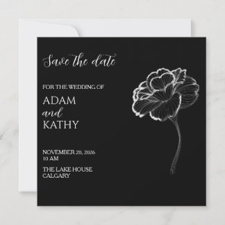 エレガント ミニマル ブラック ホワイト Save the date カード
