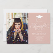 エレガント ミニマル ミニマリスト オーダーメイド フォト 卒業 招待状 (正面)