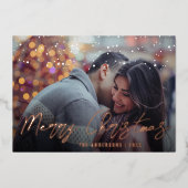 エレガント ミニマル メリークリスマス カスタム フォト 箔シーズンカード (正面)